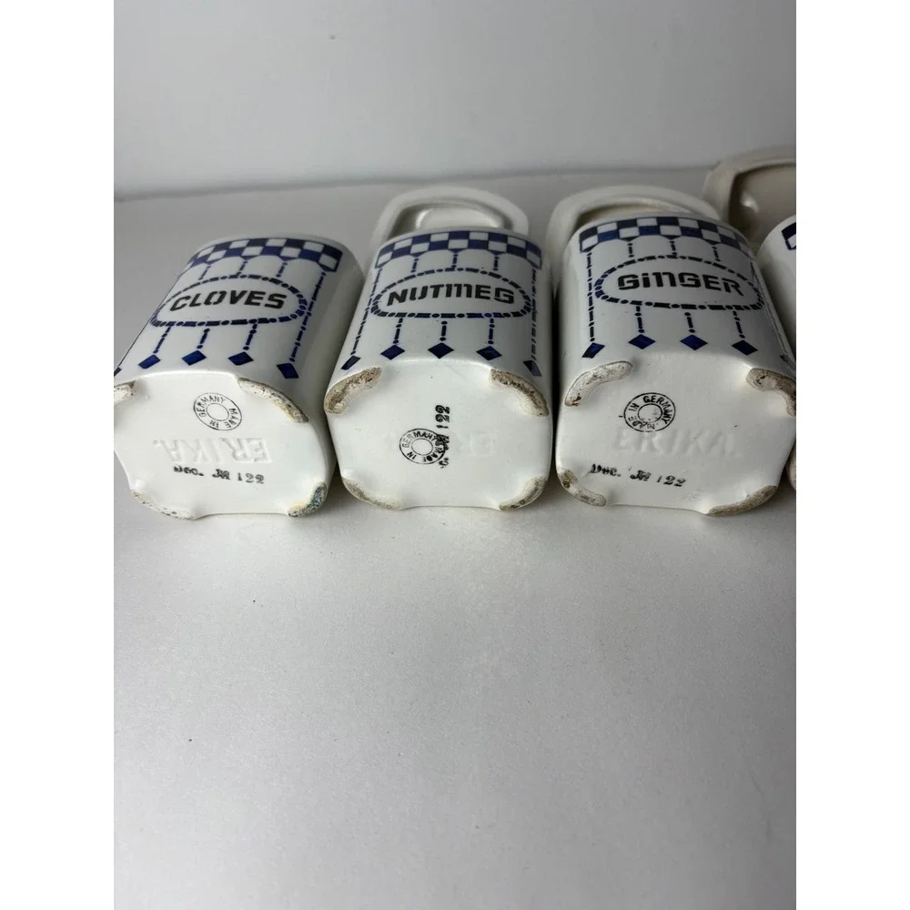 Vintage Germany Staffel Ceramic Canisters Lidded Spice Jar‎ 6pc Set Farmhouse